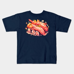 Cute Sushi Anime Food Pixel Art Kids T-Shirt